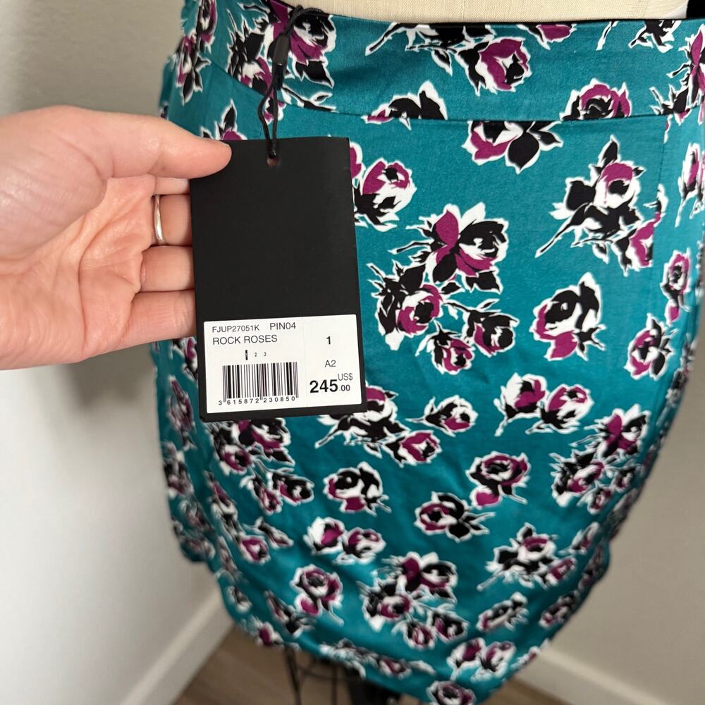 The Kooples | NWT Rock Roses Faux Wrap Mini Skirt Size Small $245 Retail - Picture 6 of 11
